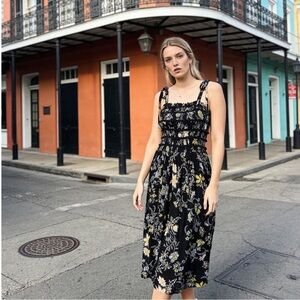 🤍HP🤍Free People Black Floral Midi Dress